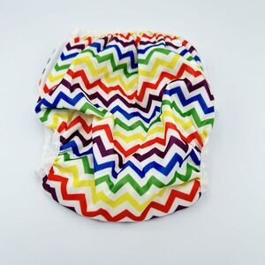 Baby Swim Diaper Cover Adjustable Snap Rainbow Chevron Print‎ One Size